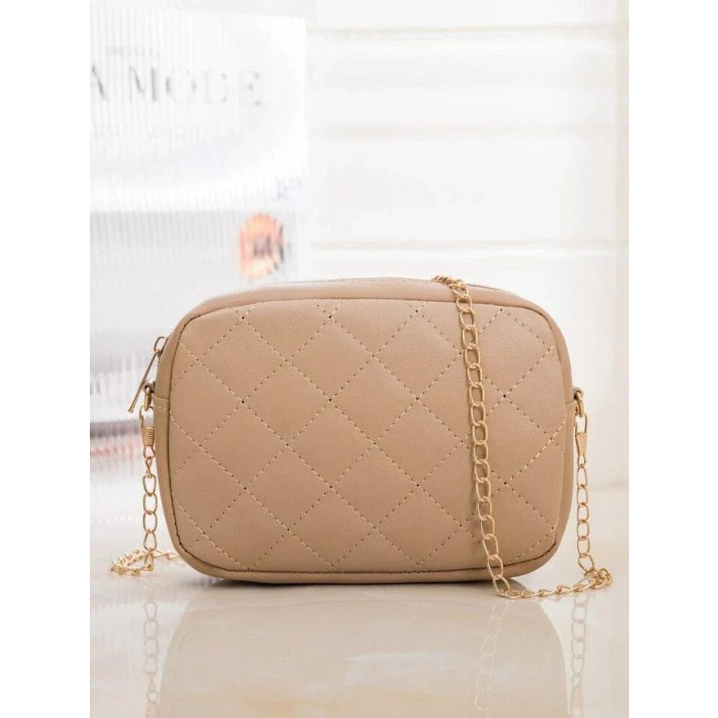 Elegant Square Shoulder Bag | Premium PU Leather for Girls & Women (Skin Tone)
